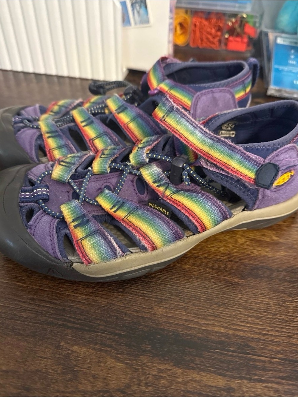 Keen Kids Purple Sandals with Rainbow Straps